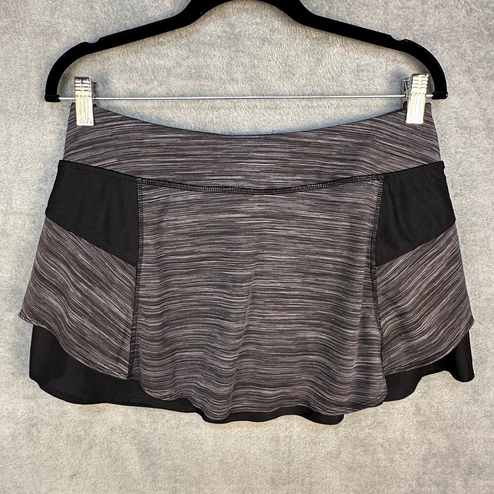 Athleta Skirt Women Medium Black Spacedye Bustle Skort Stretch Activewear Tennis